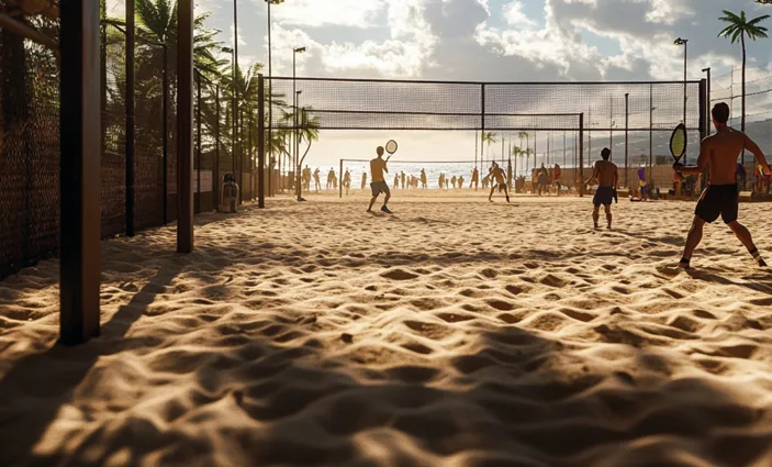 Quadra de areia com beach tennis